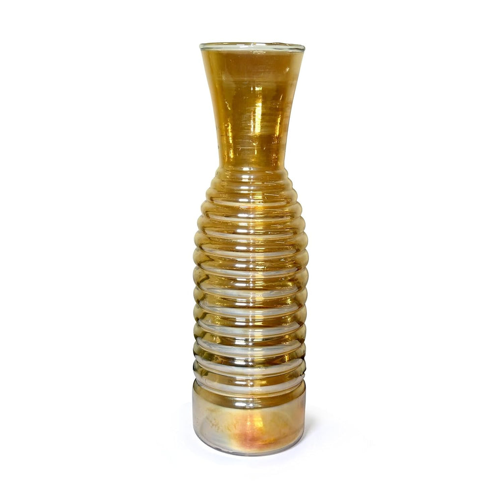Amber Ribbed Glass Flower Vase – Slim Decorative Bud Vase