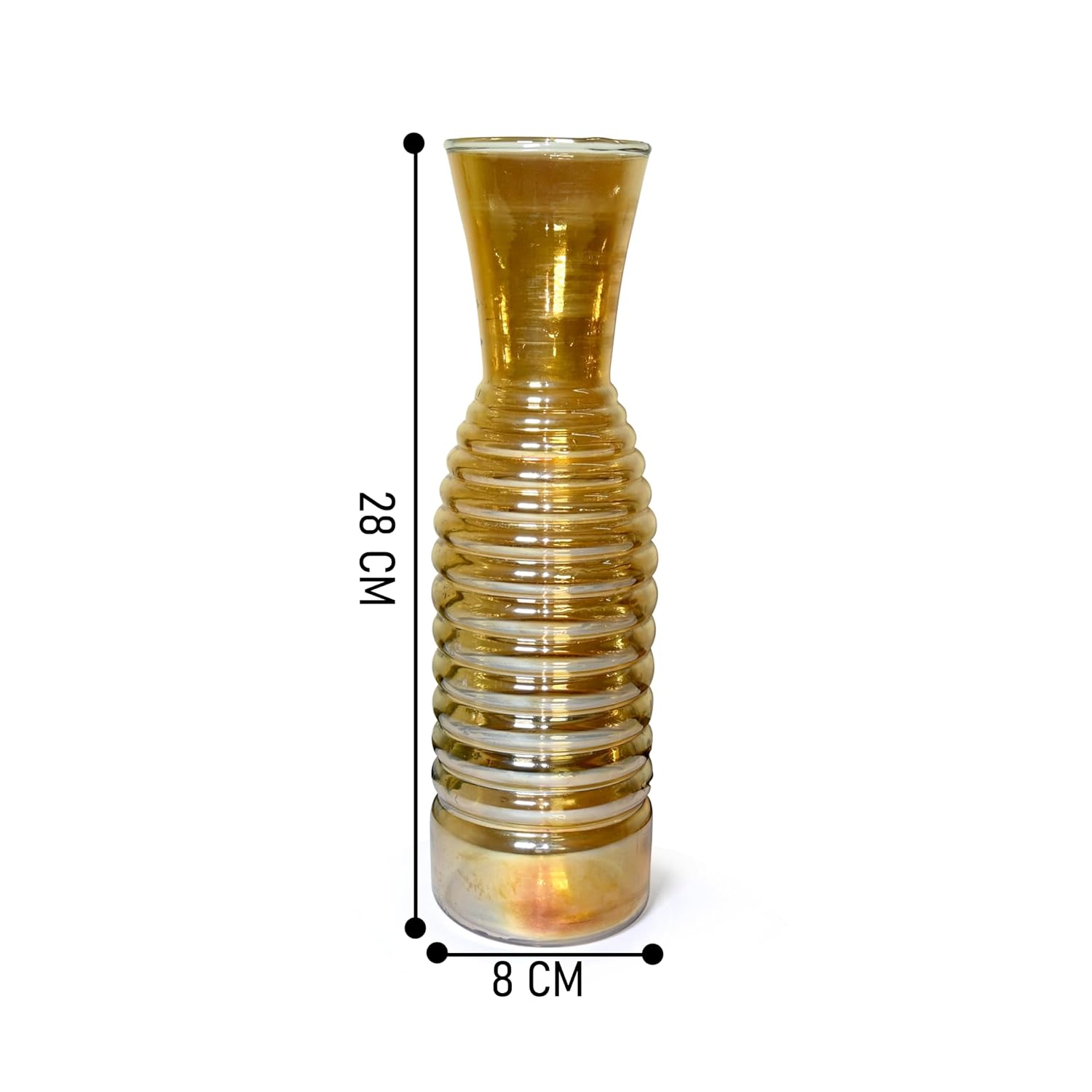 Amber Ribbed Glass Flower Vase – Slim Decorative Bud Vase