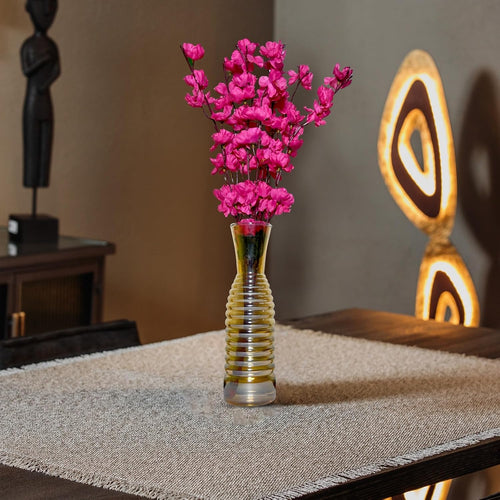 Amber Ribbed Glass Flower Vase – Slim Decorative Bud Vase