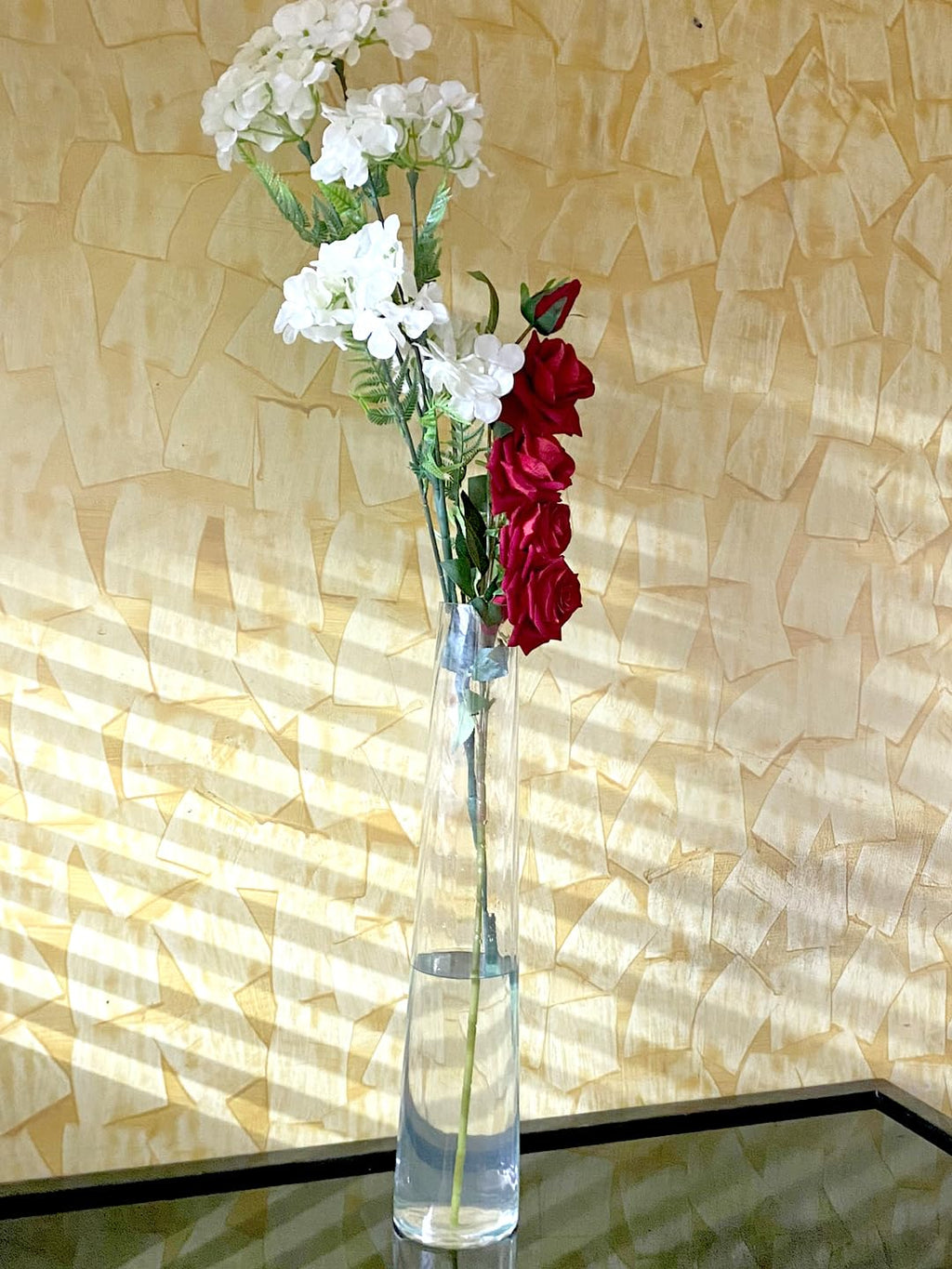 Tall Clear Glass Flower Vase – Slim Tapered Decorative Vase