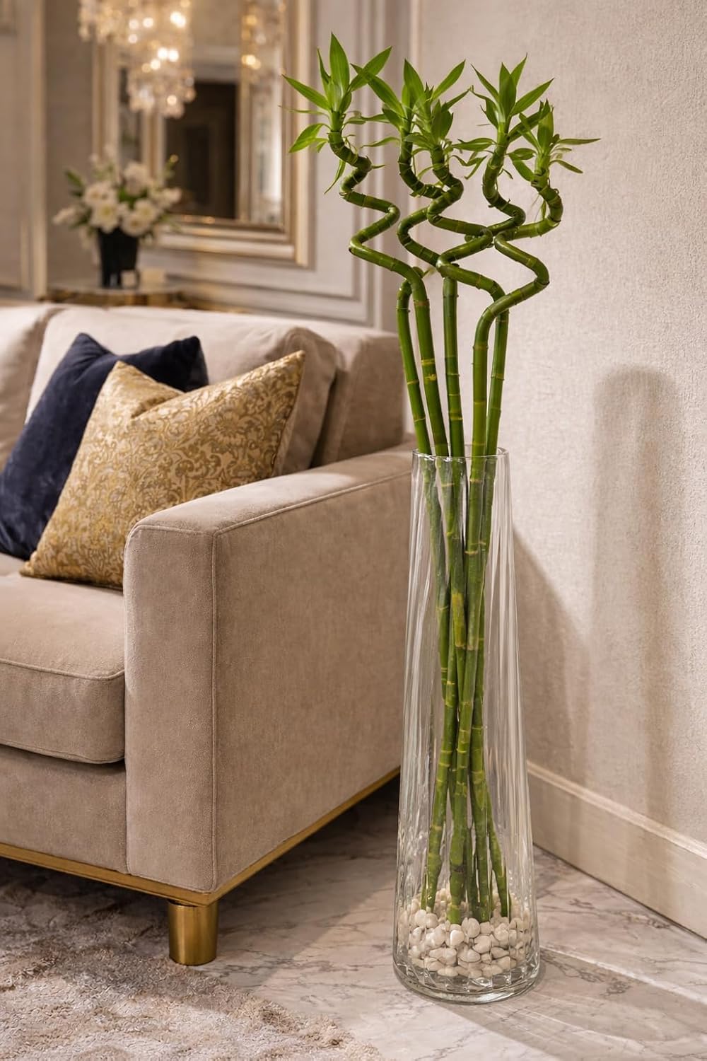 Tall Clear Glass Flower Vase – Slim Tapered Decorative Vase