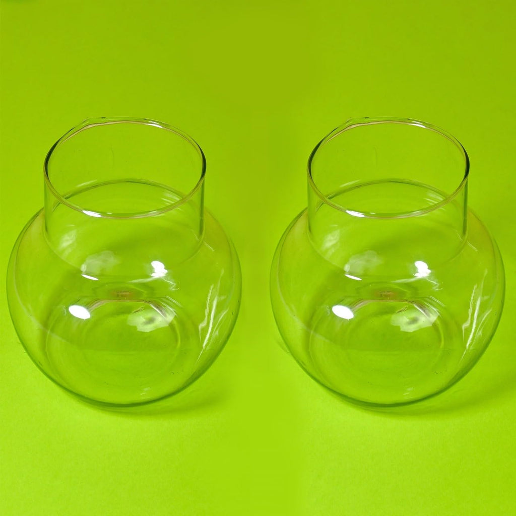 Round Clear Glass Bowl Vase Set of 2 – Decorative Tabletop Flower Vases