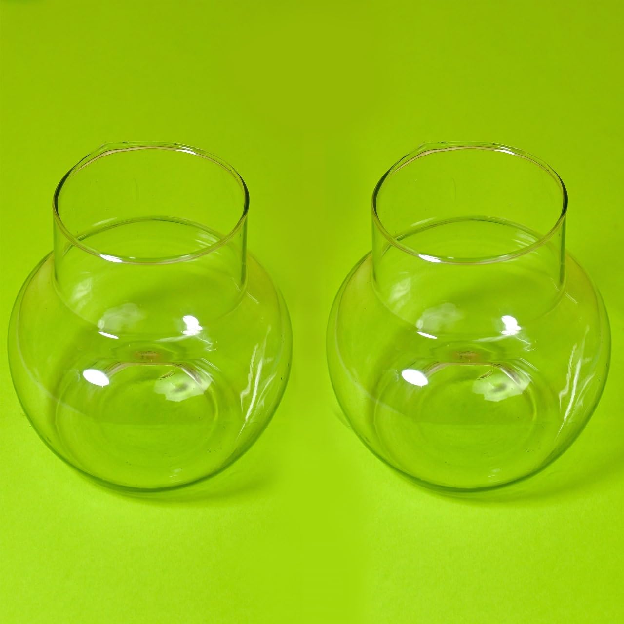 Round Clear Glass Bowl Vase Set of 2 – Decorative Tabletop Flower Vases