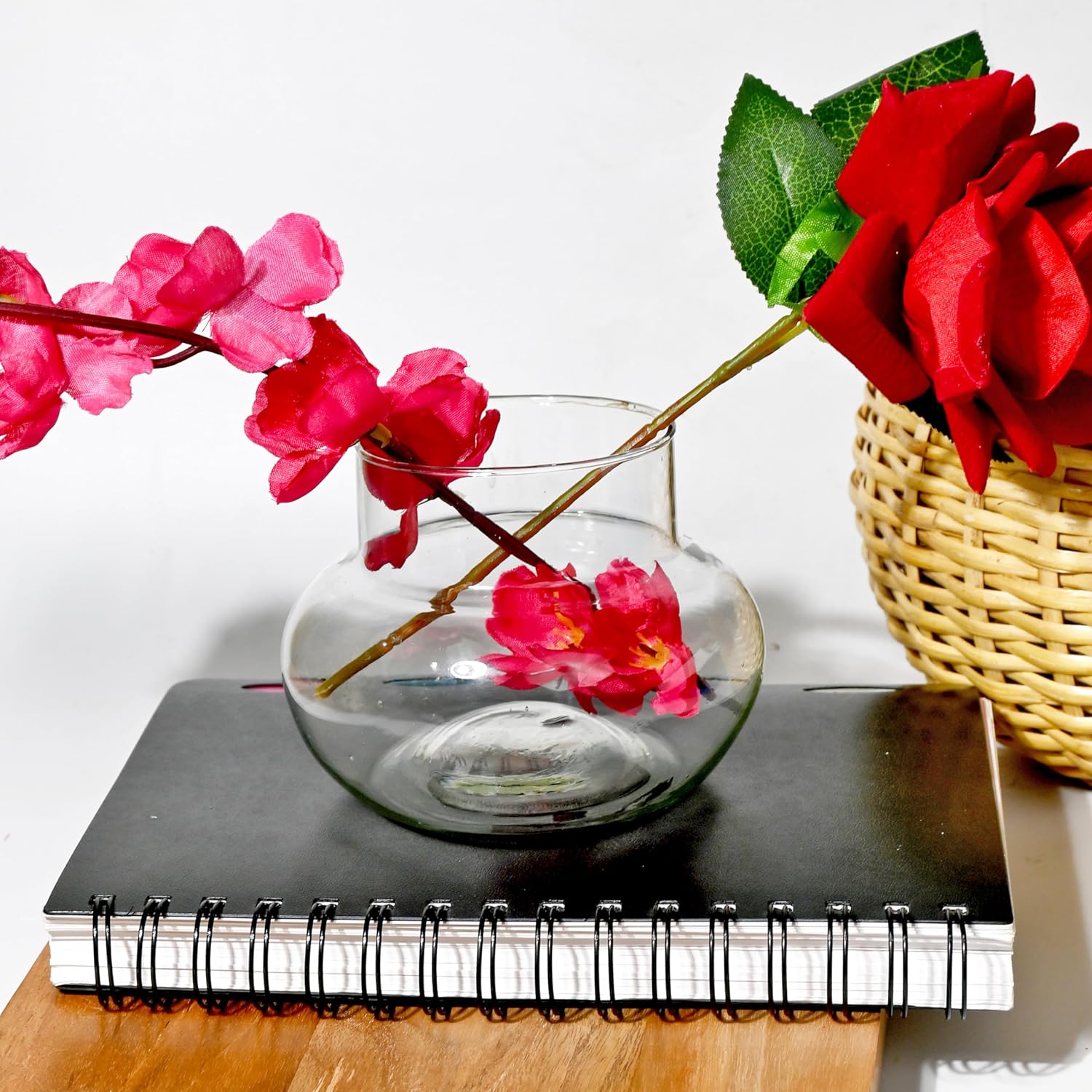 Round Clear Glass Bowl Vase Set of 2 – Decorative Tabletop Flower Vases