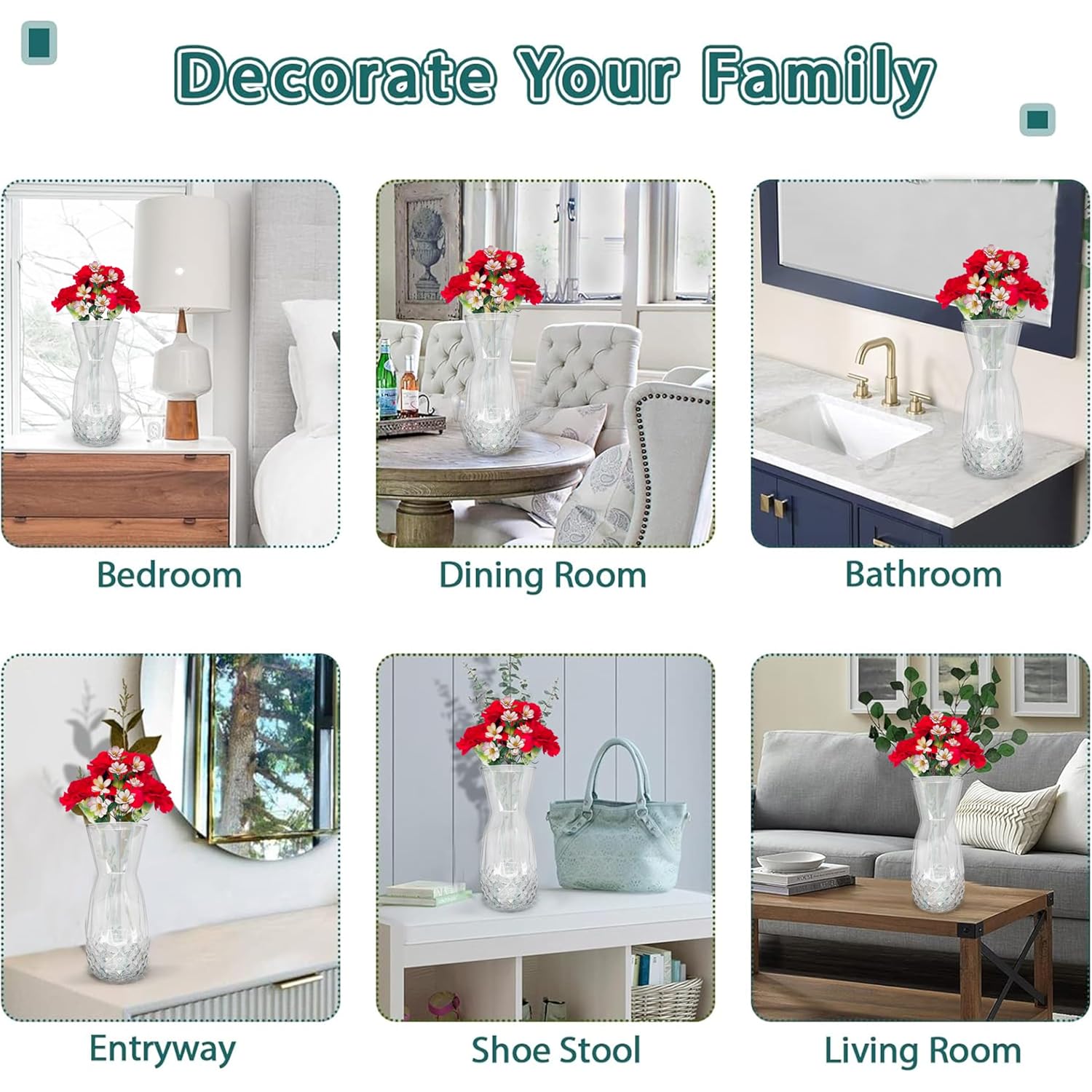 Clear Cut-Design Glass Flower Vase – Elegant Hourglass Table Vase