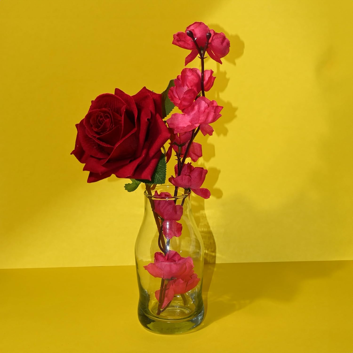 Tall Clear Glass Bottle Vase Set of 2 – Decorative Tabletop Flower Vases