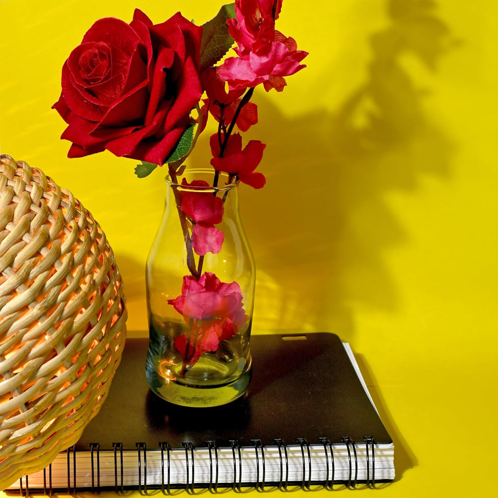 Tall Clear Glass Bottle Vase Set of 2 – Decorative Tabletop Flower Vases