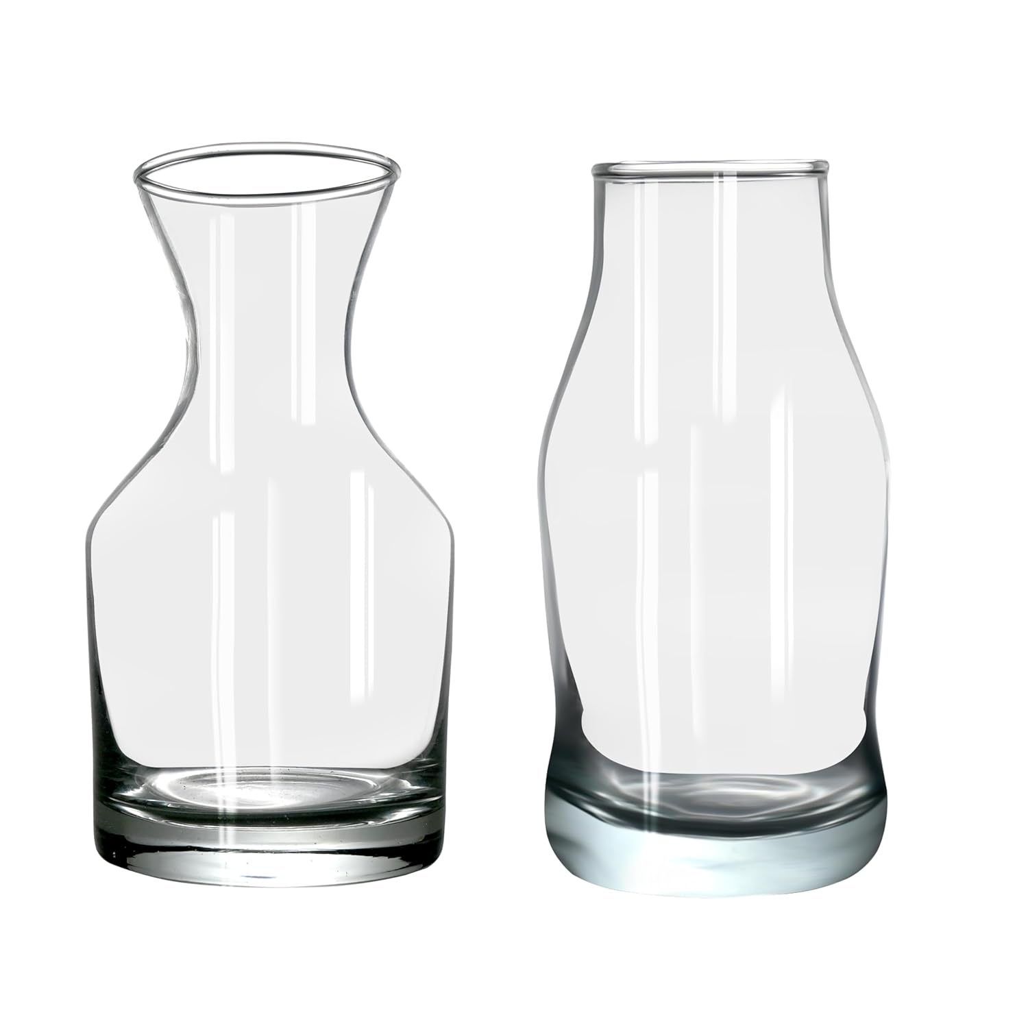 Clear Glass Flower Vase Set of 2 – Flared Neck & Tall Curved Table Vases