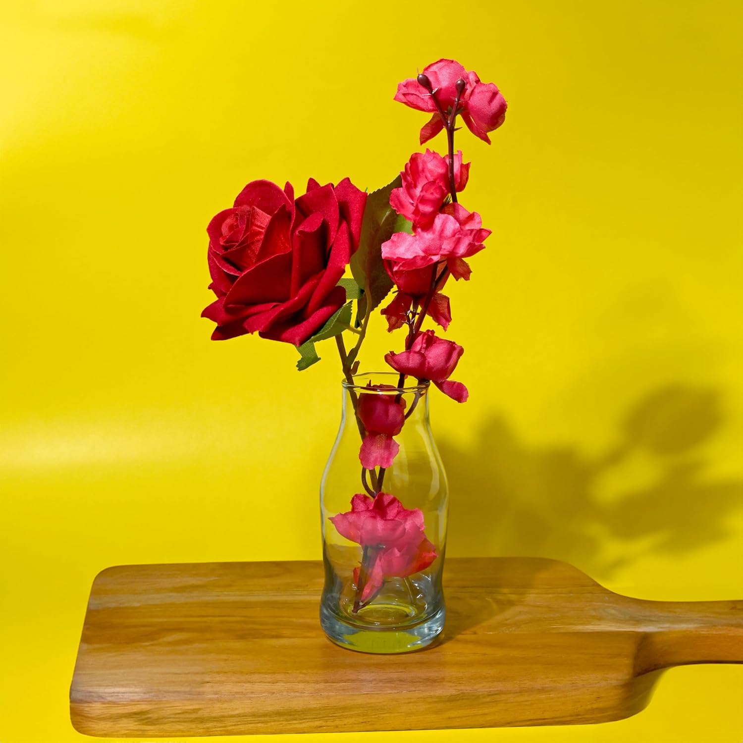 Clear Glass Flower Vase Set of 2 – Flared Neck & Tall Curved Table Vases