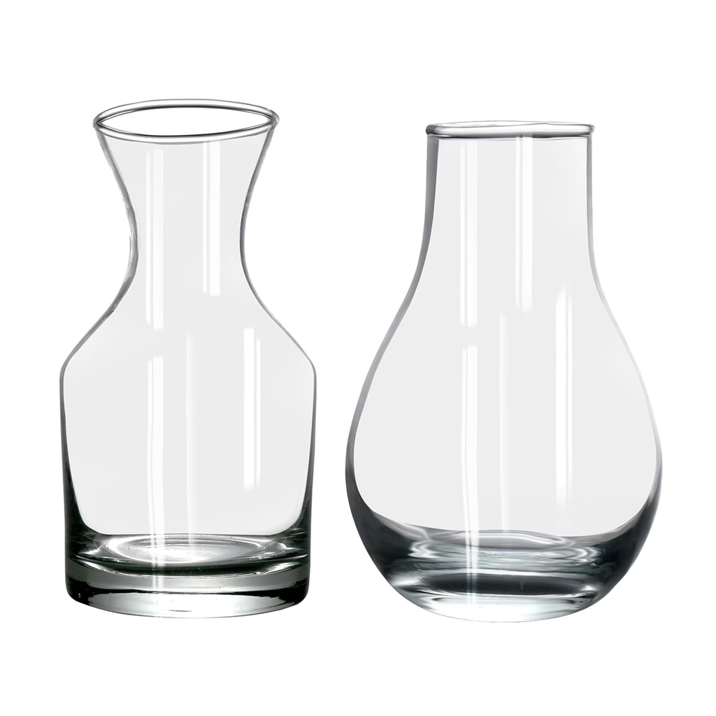 Clear Glass Flower Vase Set of 2 – Assorted Curved Tabletop Vases