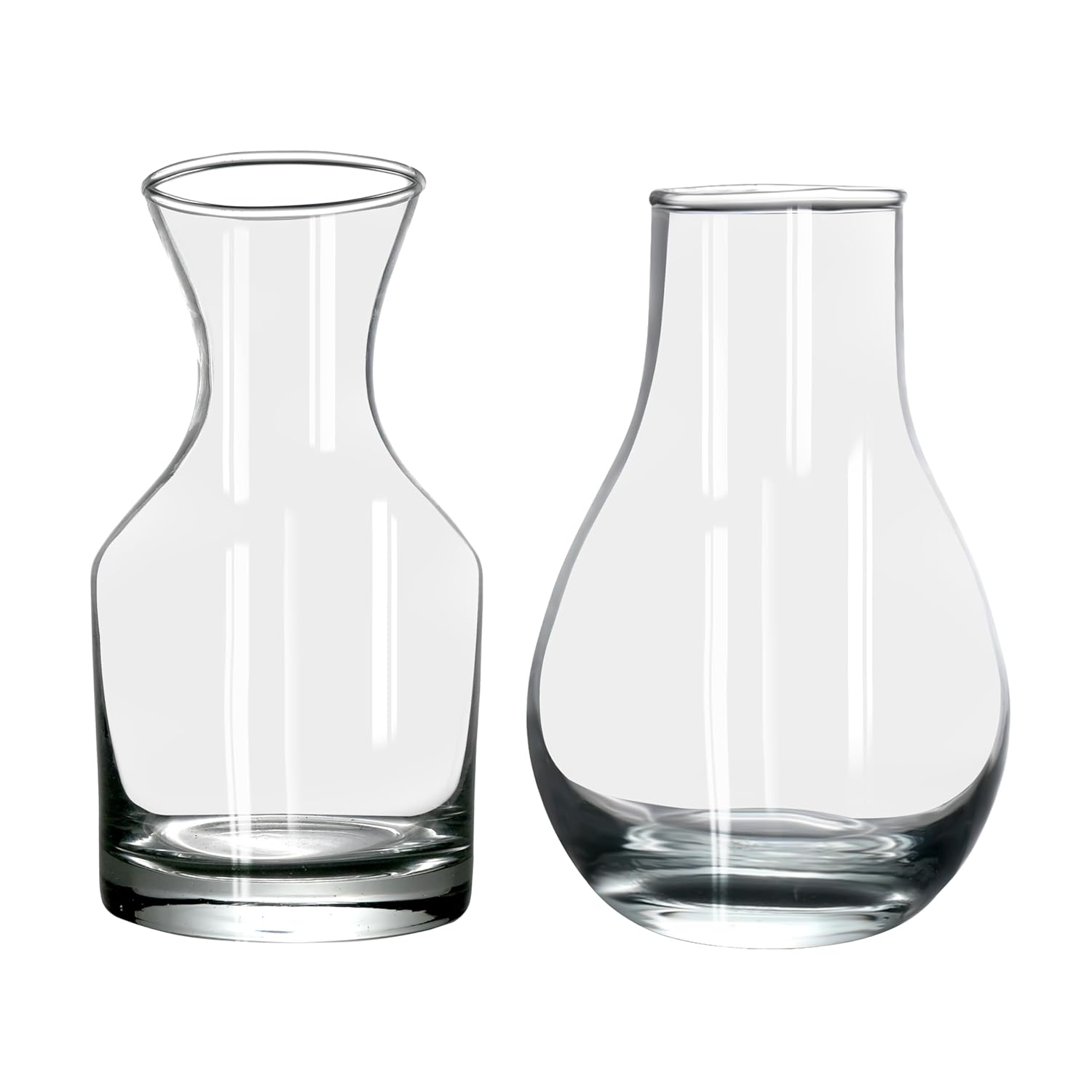 Clear Glass Flower Vase Set of 2 – Assorted Curved Tabletop Vases