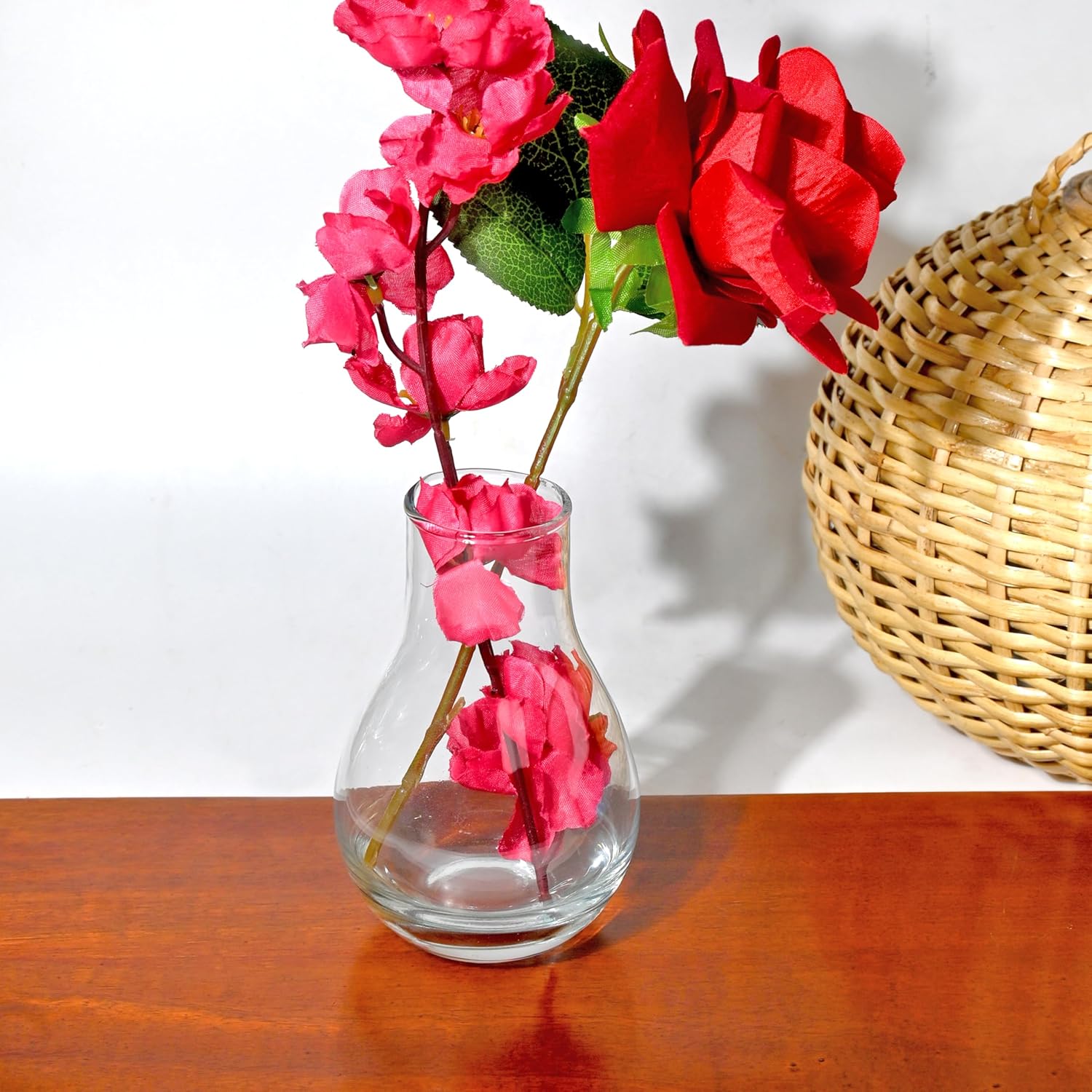 Clear Glass Flower Vase Set of 2 – Assorted Curved Tabletop Vases