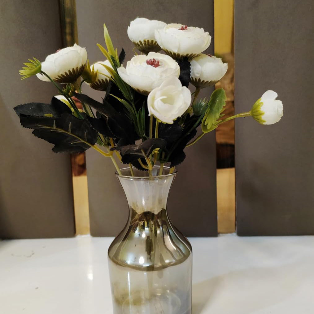 Artificial Ivory Ranunculus-Style Flower Bouquet – Decorative Cream Floral Bunch