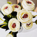 Artificial Ivory Ranunculus-Style Flower Bouquet – Decorative Cream Floral Bunch