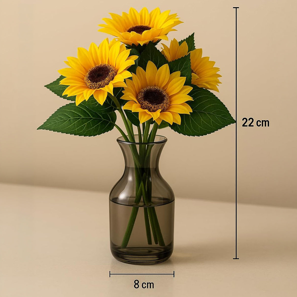 Smoky Brown Glass Flower Vase – Elegant Flared-Neck Tabletop Vase