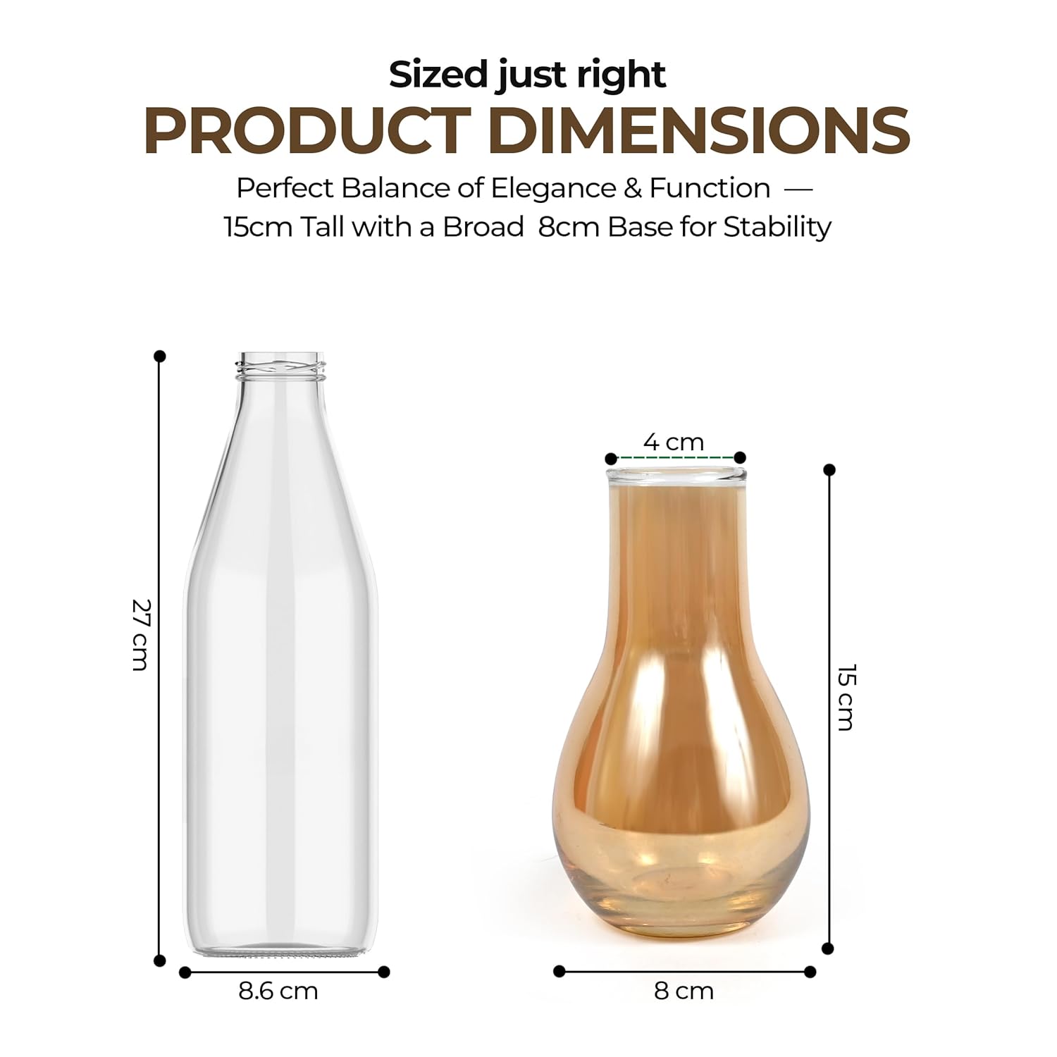 Golden Amber Glass Flower Vase – Elegant Teardrop Tabletop Vase
