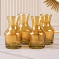 Golden Amber Glass Flower Vase Set of 4 – Curved Neck Tabletop Vases