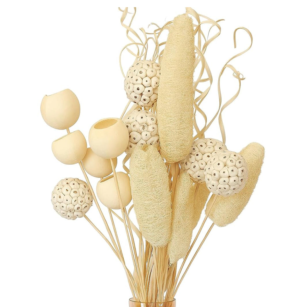 Natural White Dried Flower Bouquet – Mixed Botanical Vase Arrangement