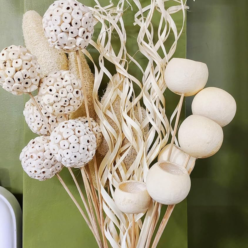 Natural White Dried Flower Bouquet – Mixed Botanical Vase Arrangement