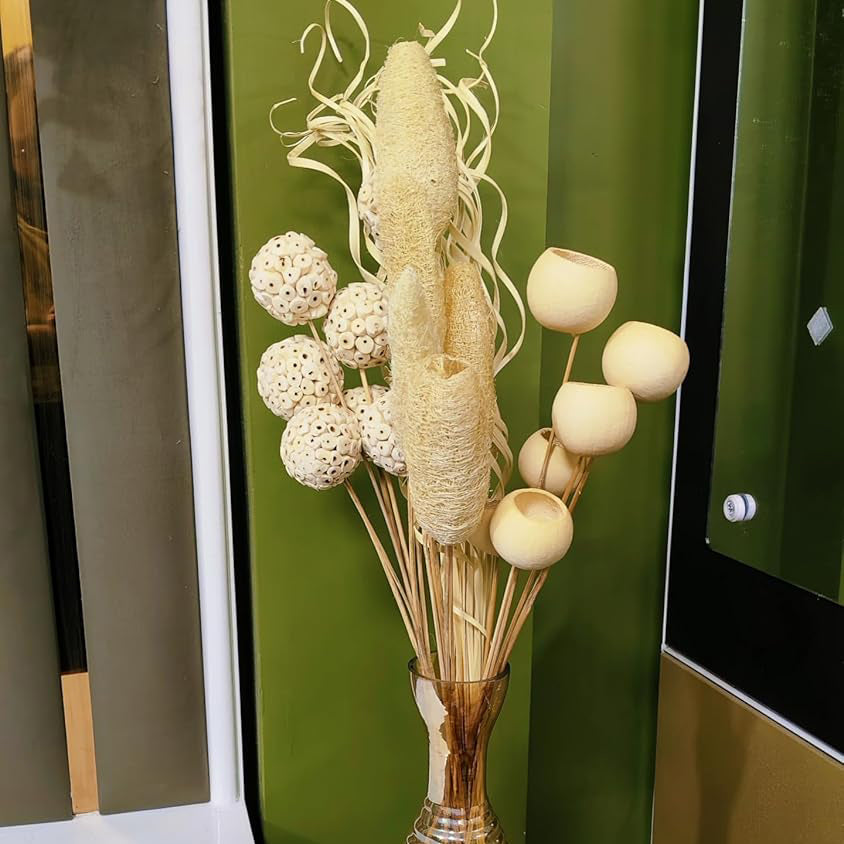 Natural White Dried Flower Bouquet – Mixed Botanical Vase Arrangement