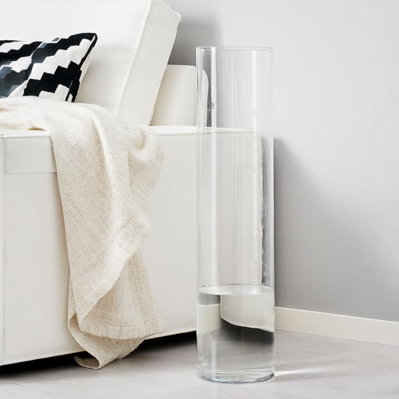 Tall Clear Cylinder Glass Floor Vase – Minimalist Decorative Flower Vase