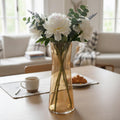 Tall Amber Hourglass Glass Flower Vase – Elegant Tabletop Centrepiece