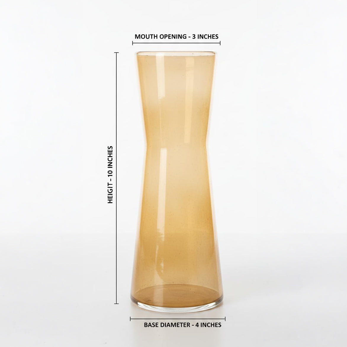 Tall Amber Hourglass Glass Flower Vase – Elegant Tabletop Centrepiece