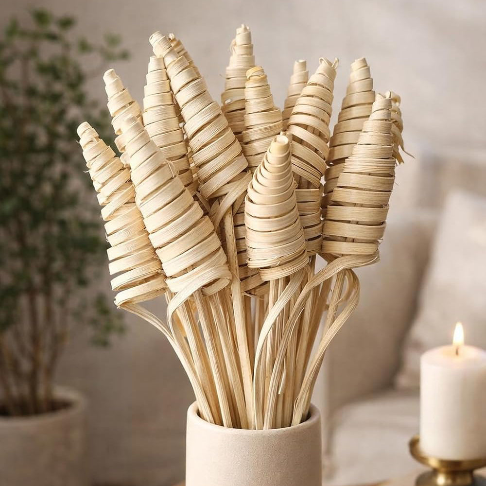Handcrafted Natural Cane Spiral Decorative Sticks for Vase & DIY Décor