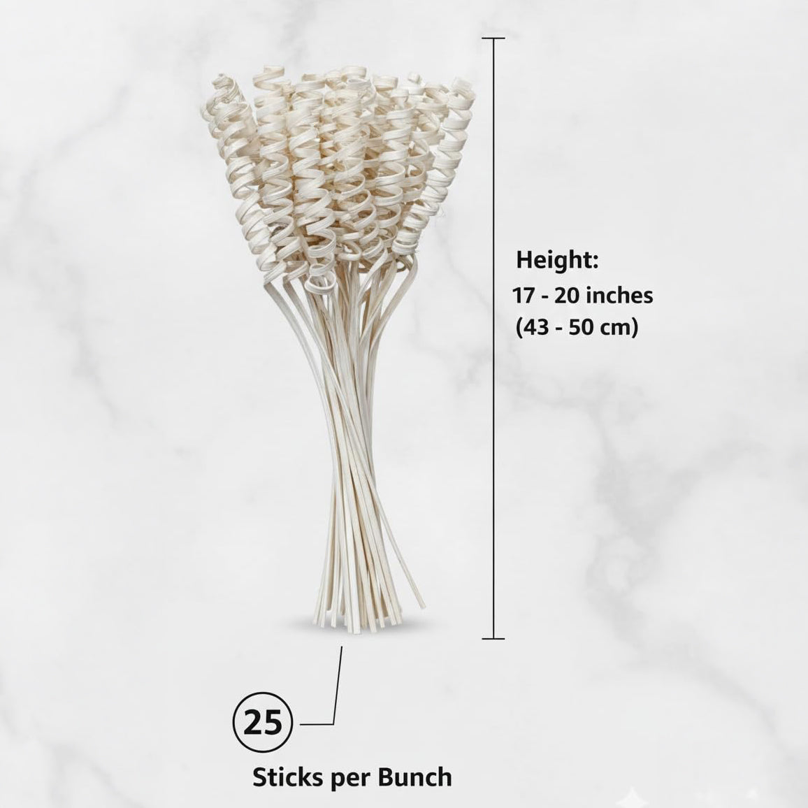 White Spiral Decorative Sticks – 25-Piece Dried Floral Arrangement Bunch